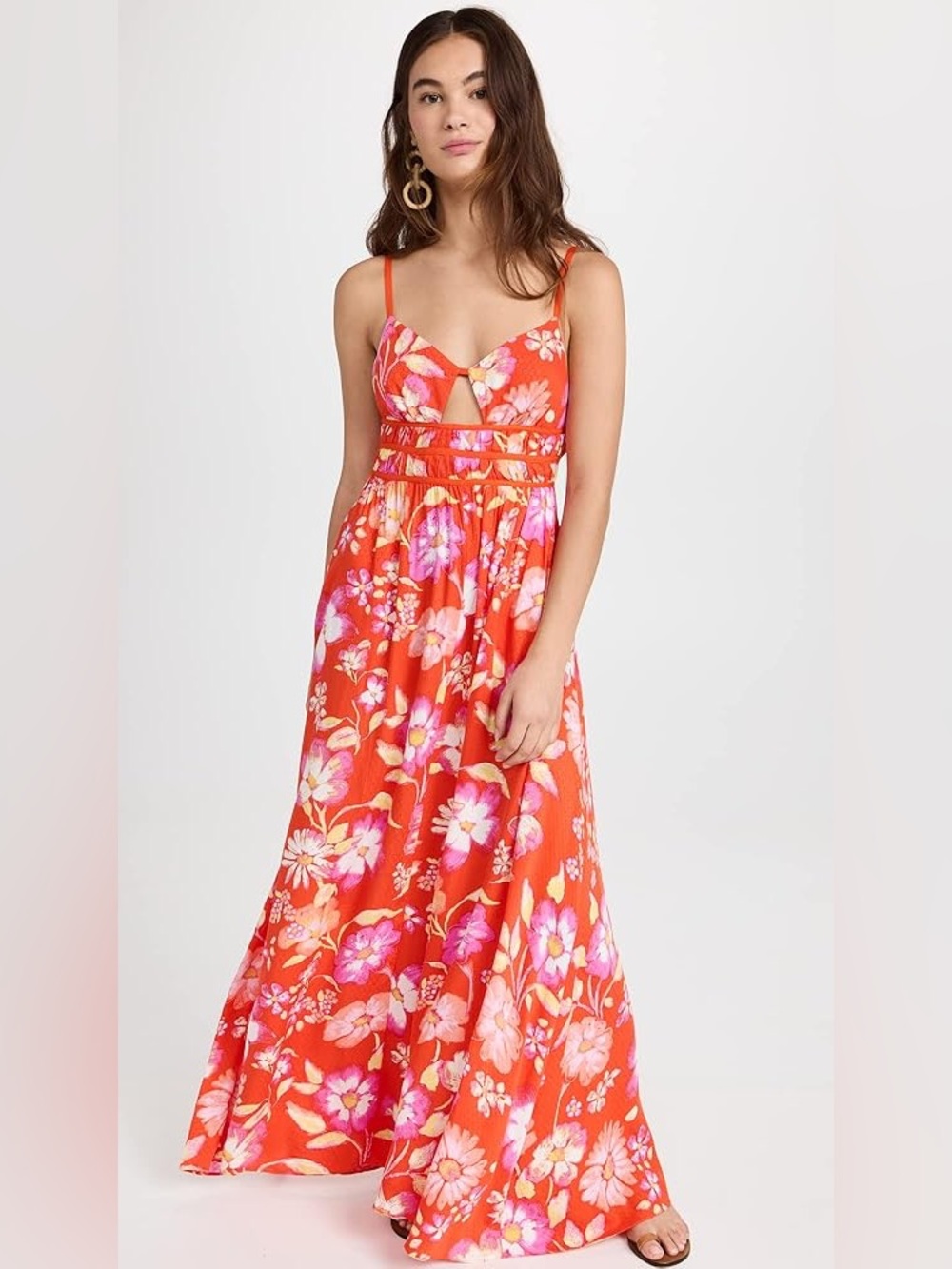 Free people Floral Orange Maxi Dress
